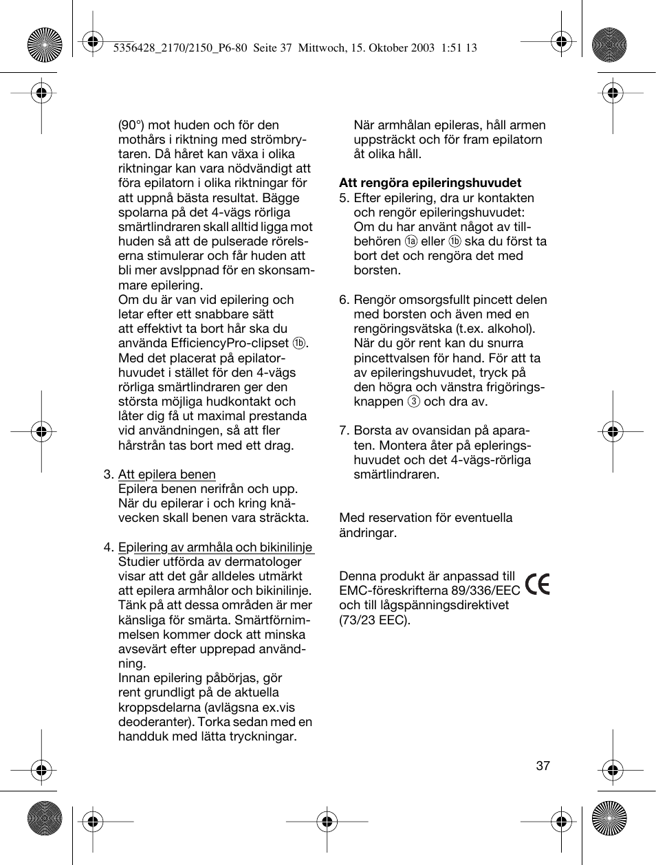 Braun 2150 Silk-épil EverSoft User Manual | Page 36 / 76