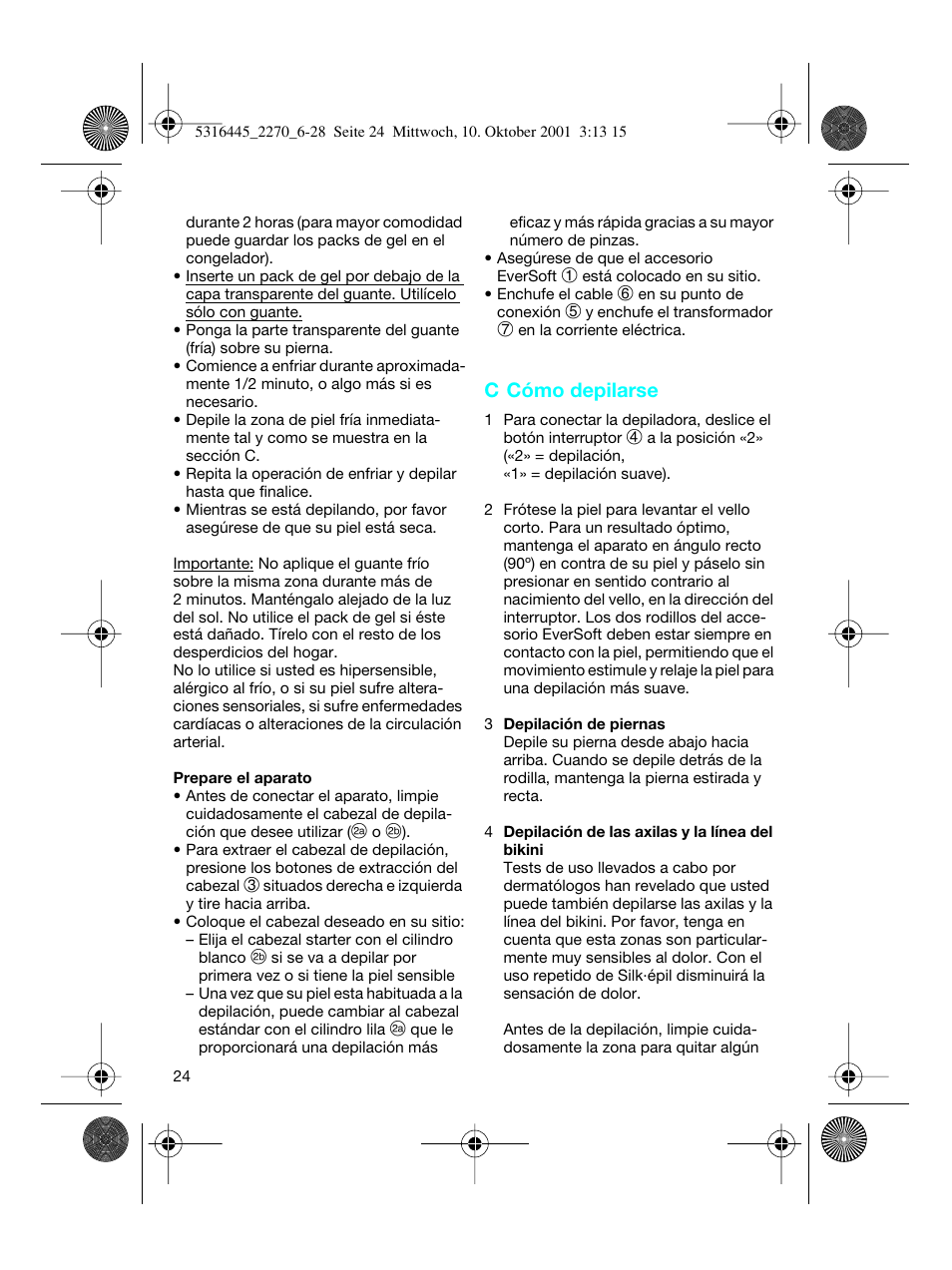 C cómo depilarse | Braun 2270 Silk-épil EverSoft User Manual | Page 23 / 25