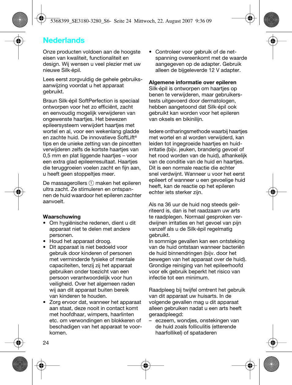 Nederlands | Braun 3170 Silk-épil SoftPerfection User Manual | Page 23 / 51