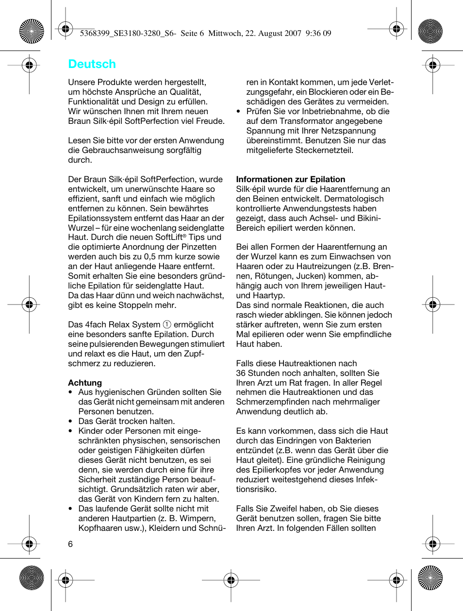 Deutsch | Braun 3170 Silk-épil SoftPerfection User Manual | Page 5 / 51