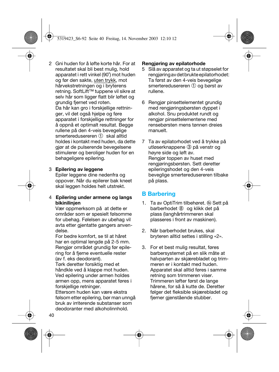 B barbering | Braun 3390 Silk-épil SoftPerfection User Manual | Page 40 / 89