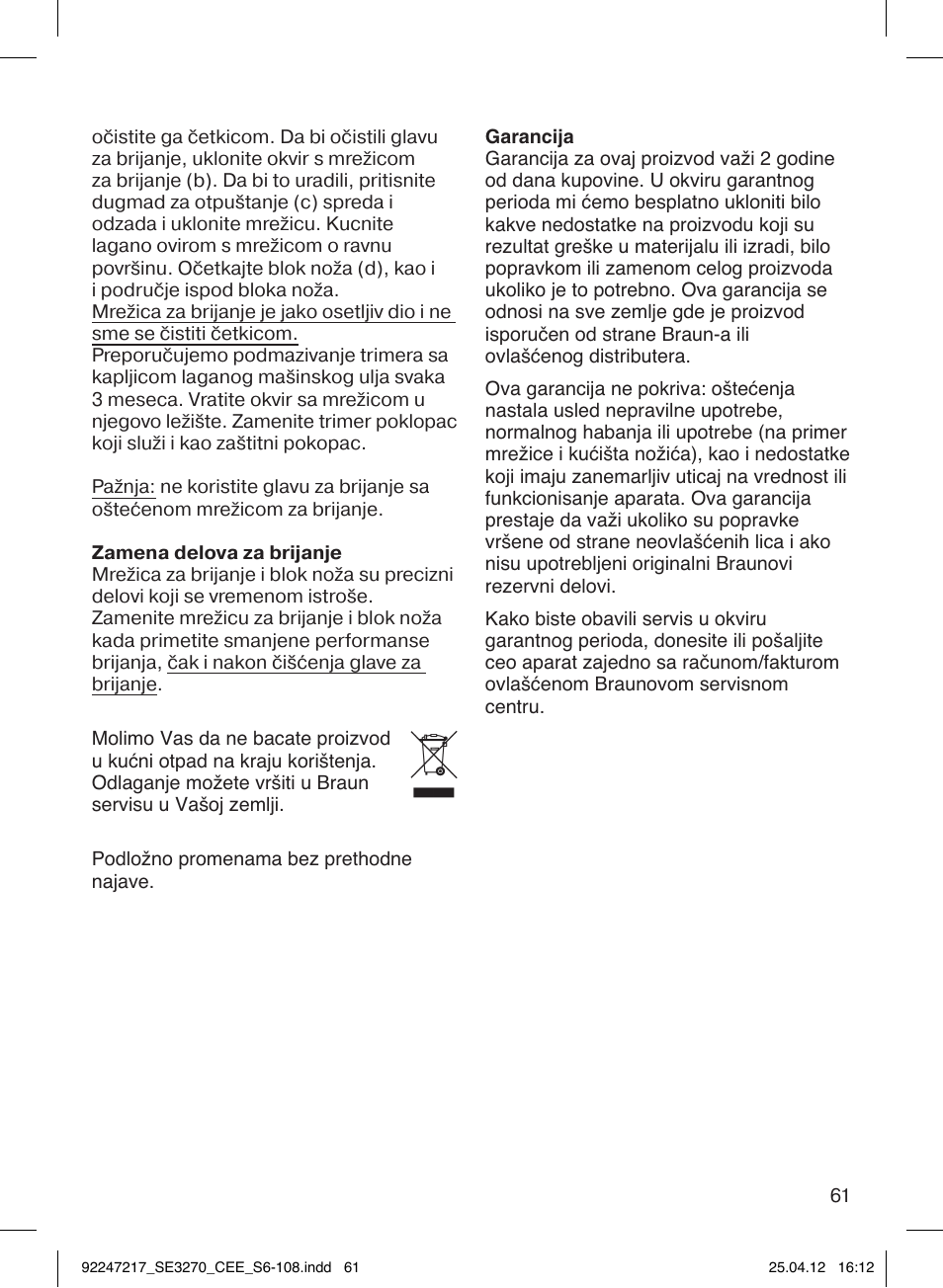 Braun 3270-5320 Silk-épil 3 User Manual | Page 61 / 104