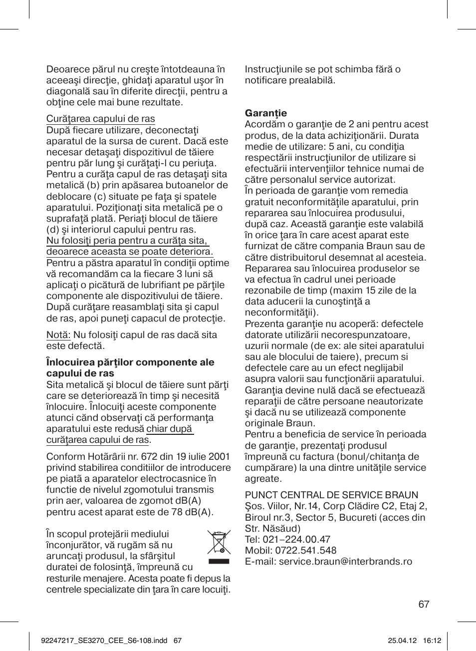 Braun 3270-5320 Silk-épil 3 User Manual | Page 67 / 104