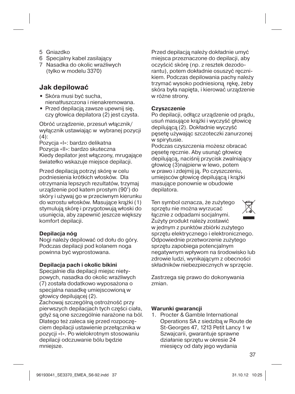 Jak depilować | Braun 3170 Silk-épil 3 User Manual | Page 36 / 90