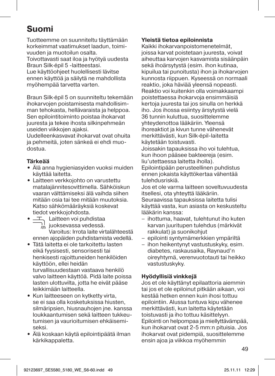 Suomi | Braun 5185-5340 Silk-épil 5 User Manual | Page 48 / 56