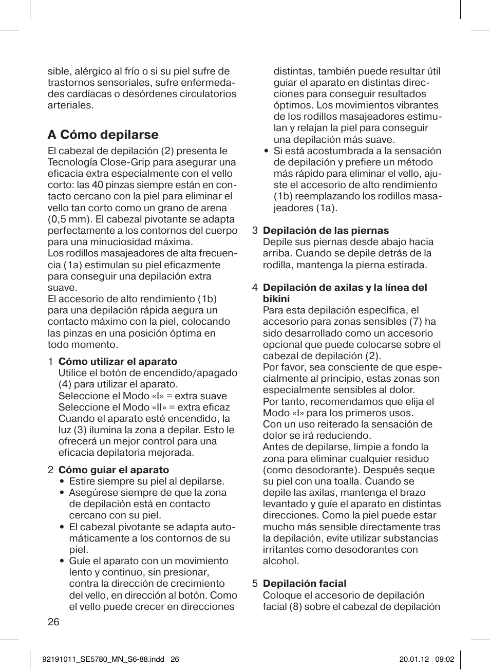 A cómo depilarse | Braun 5780 Silk-épil 5 User Manual | Page 26 / 86