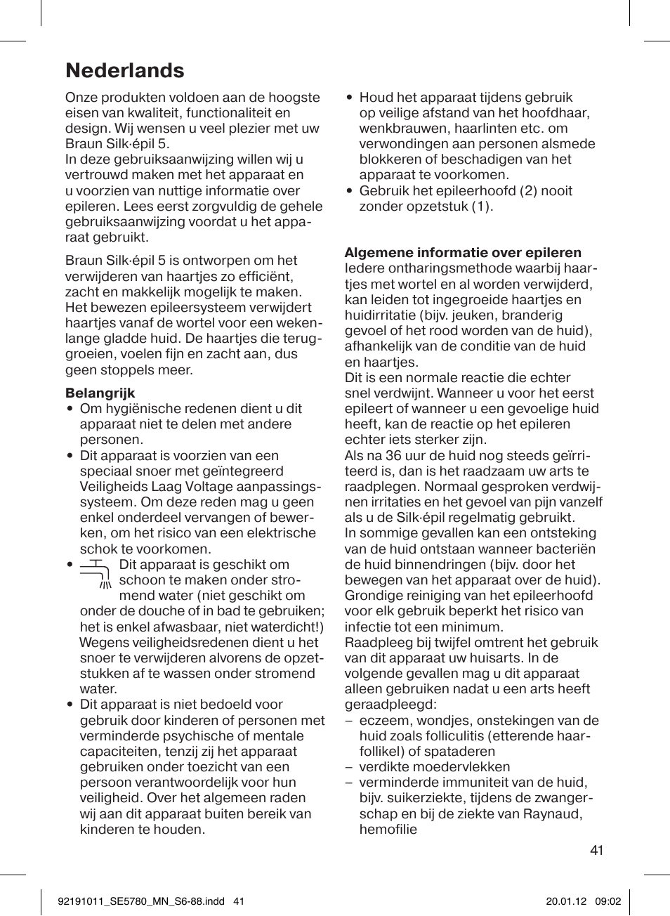 Nederlands | Braun 5780 Silk-épil 5 User Manual | Page 41 / 86