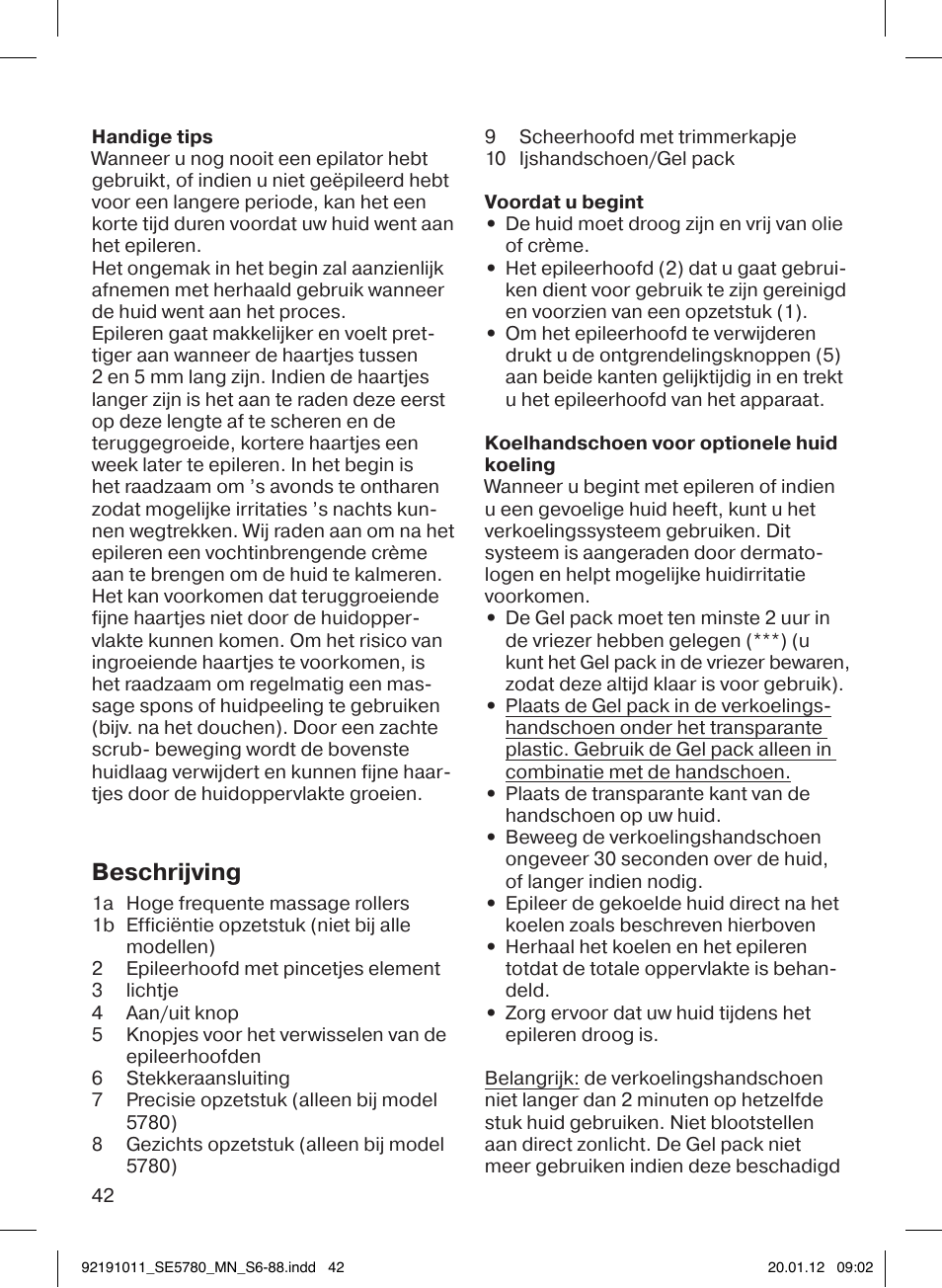 Beschrijving | Braun 5780 Silk-épil 5 User Manual | Page 42 / 86