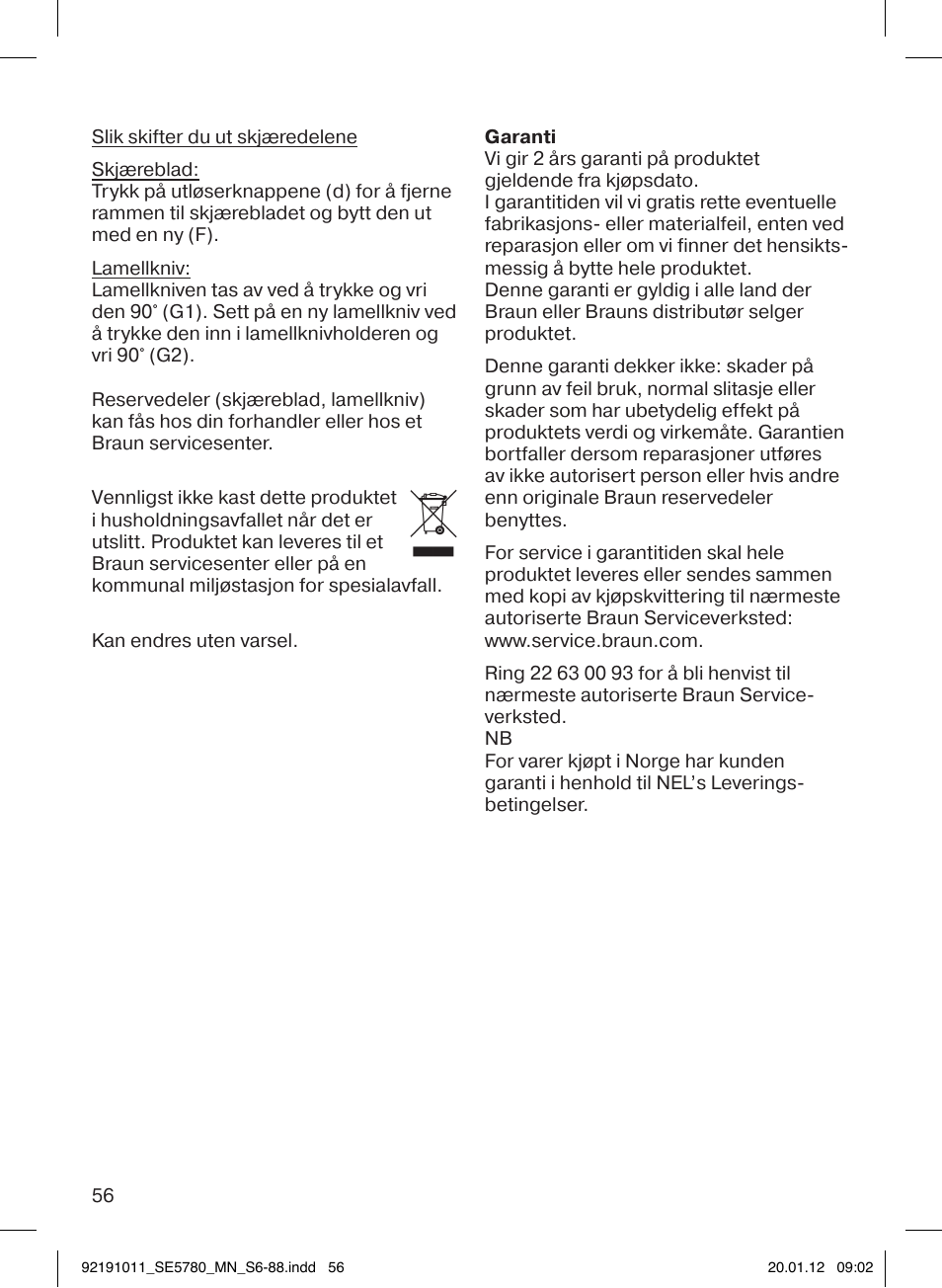 Braun 5780 Silk-épil 5 User Manual | Page 56 / 86