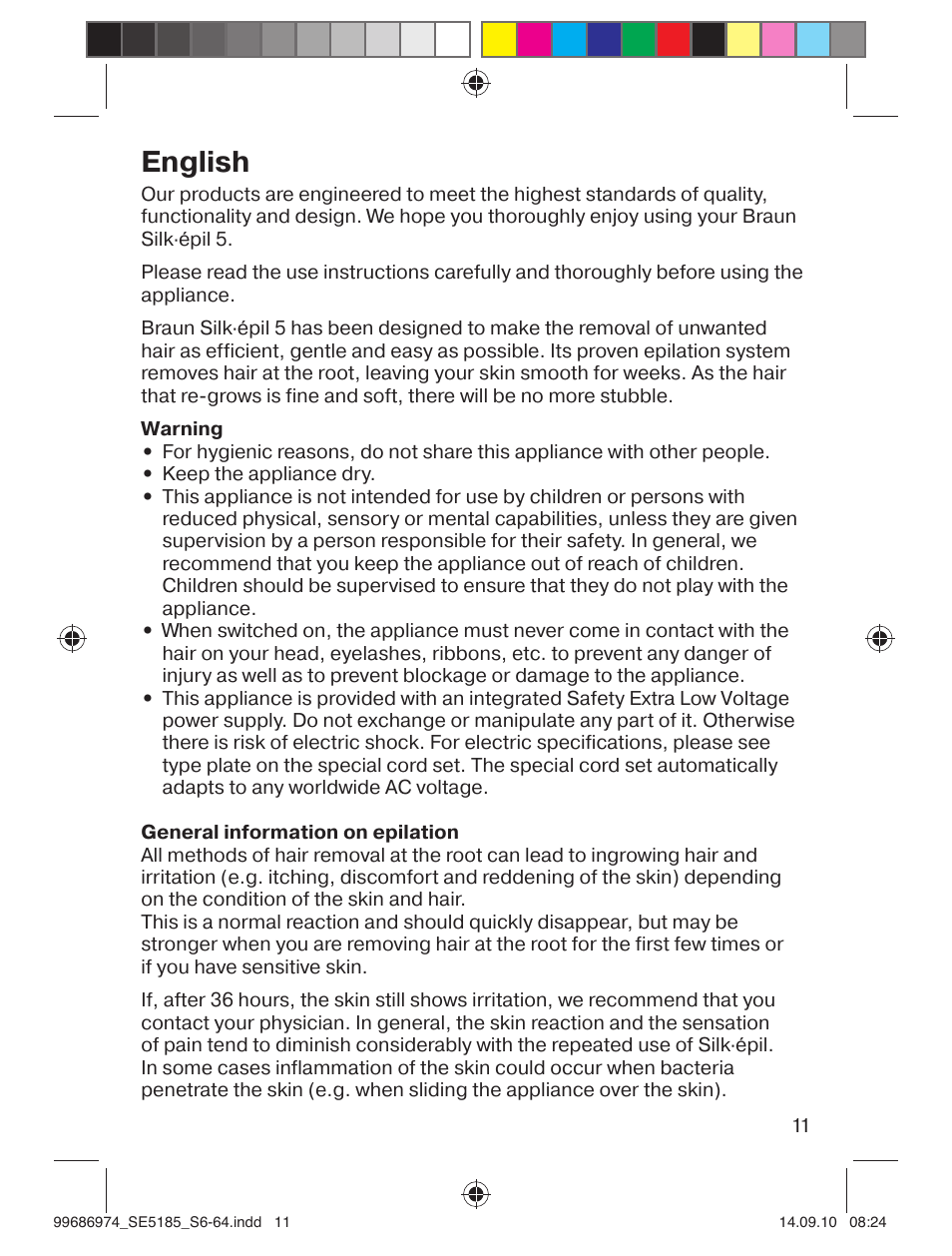 English | Braun 5185-5395 Silk-épil 5 User Manual | Page 10 / 60