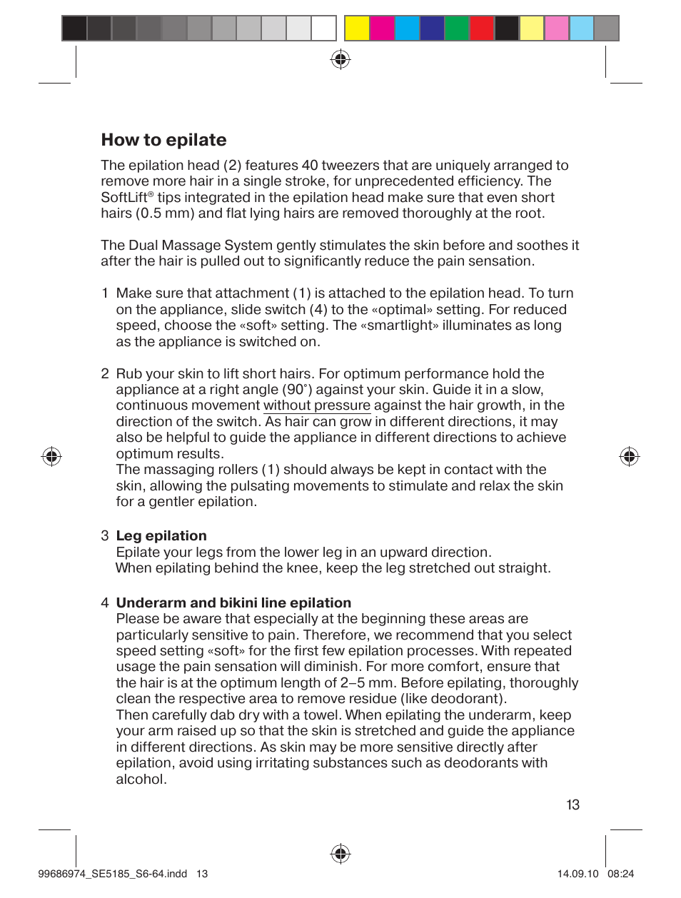 How to epilate | Braun 5185-5395 Silk-épil 5 User Manual | Page 12 / 60