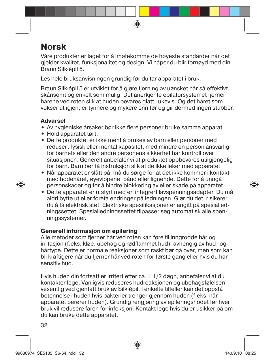 Norsk | Braun 5185-5395 Silk-épil 5 User Manual | Page 31 / 60