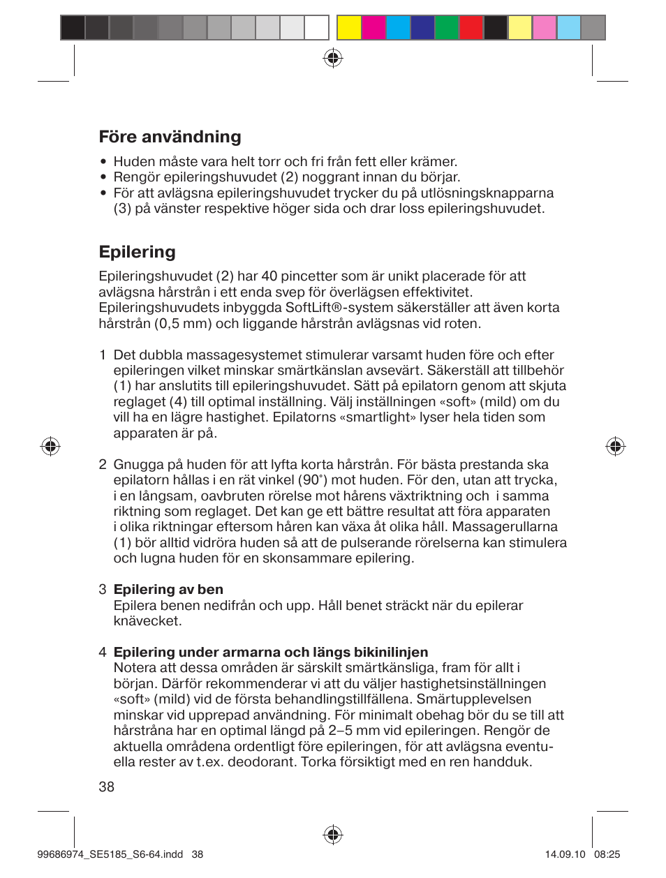 Före användning, Epilering | Braun 5185-5395 Silk-épil 5 User Manual | Page 37 / 60