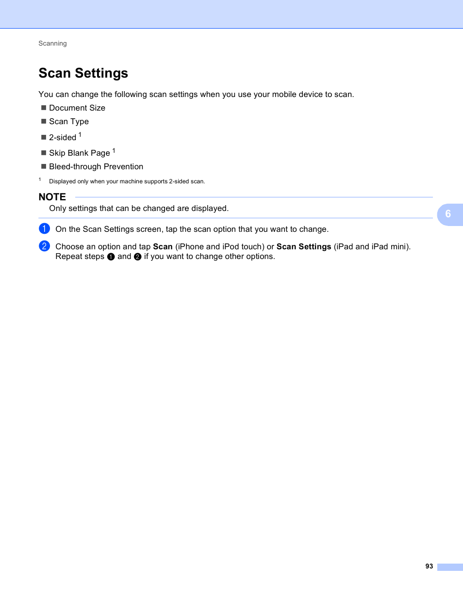 Scan settings | Brother Mobile Print/Scan for Brother iPrint&Scan User Manual | Page 97 / 115