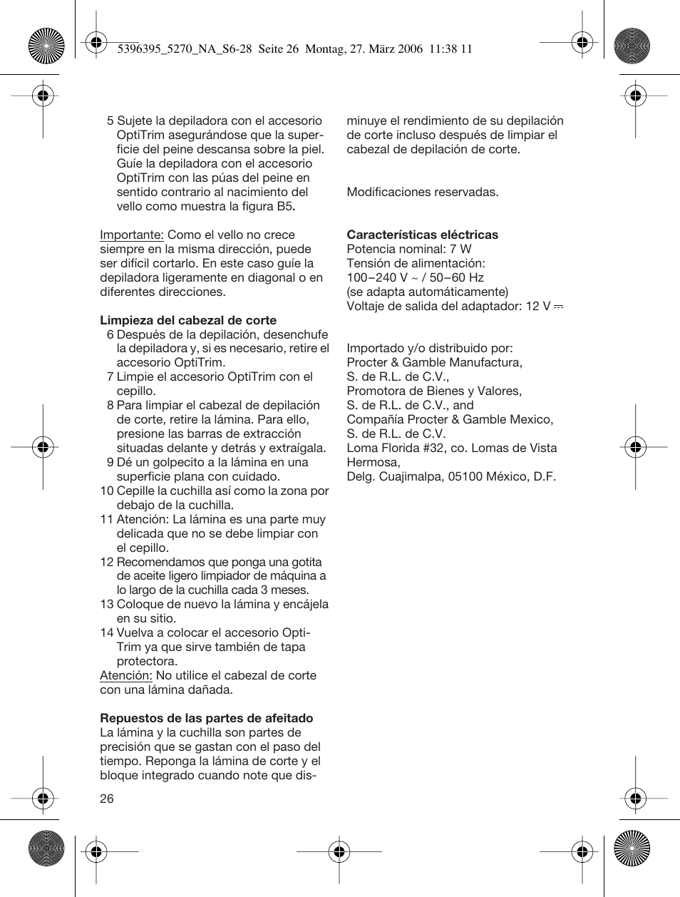 Braun 5270-5396 Silk-épil Xelle User Manual | Page 26 / 27