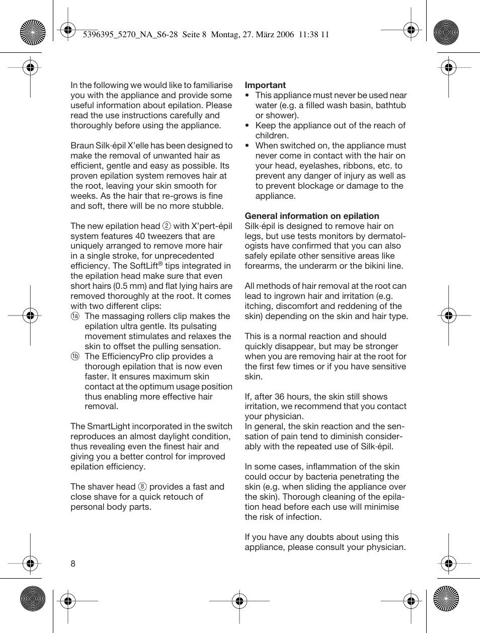 Braun 5270-5396 Silk-épil Xelle User Manual | Page 8 / 27