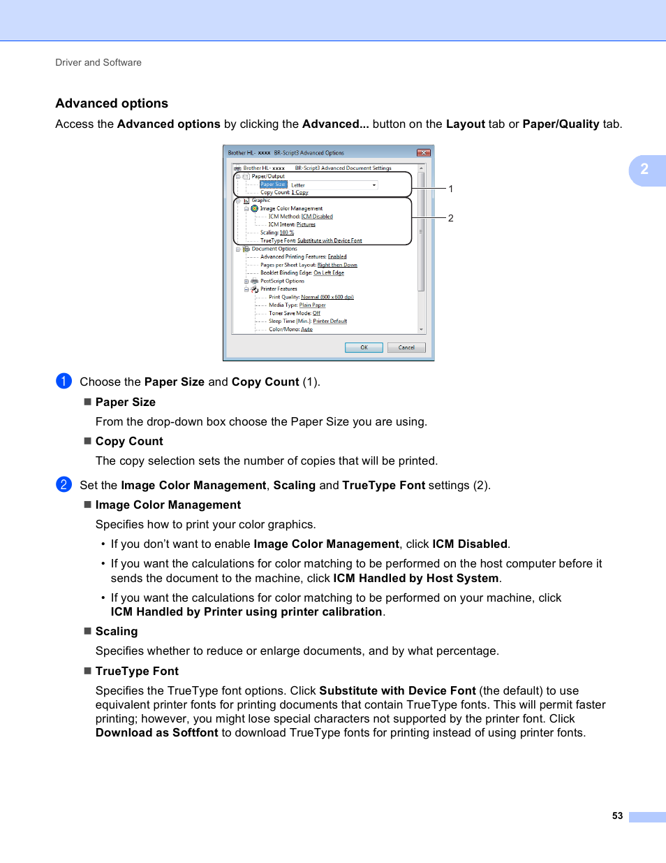 Advanced options | Brother HL-3170CDW User Manual | Page 59 / 206