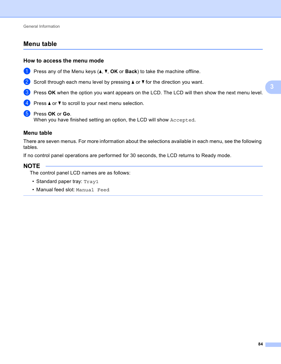 Menu table, How to access the menu mode, 3menu table | Brother HL-3170CDW User Manual | Page 90 / 206