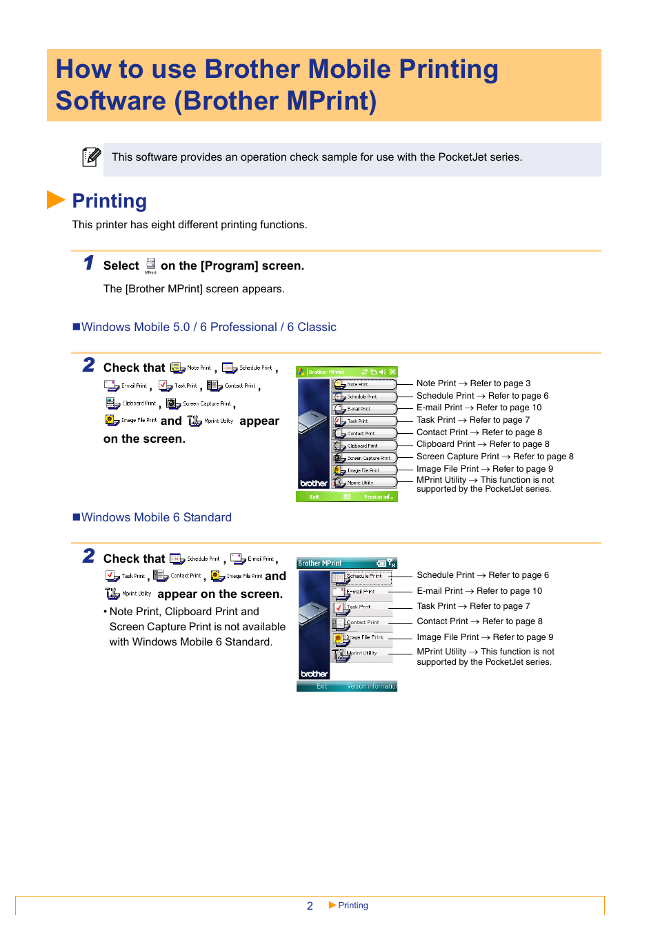 Printing | Brother Pocket Jet6Plus PJ-623 User Manual | Page 2 / 11