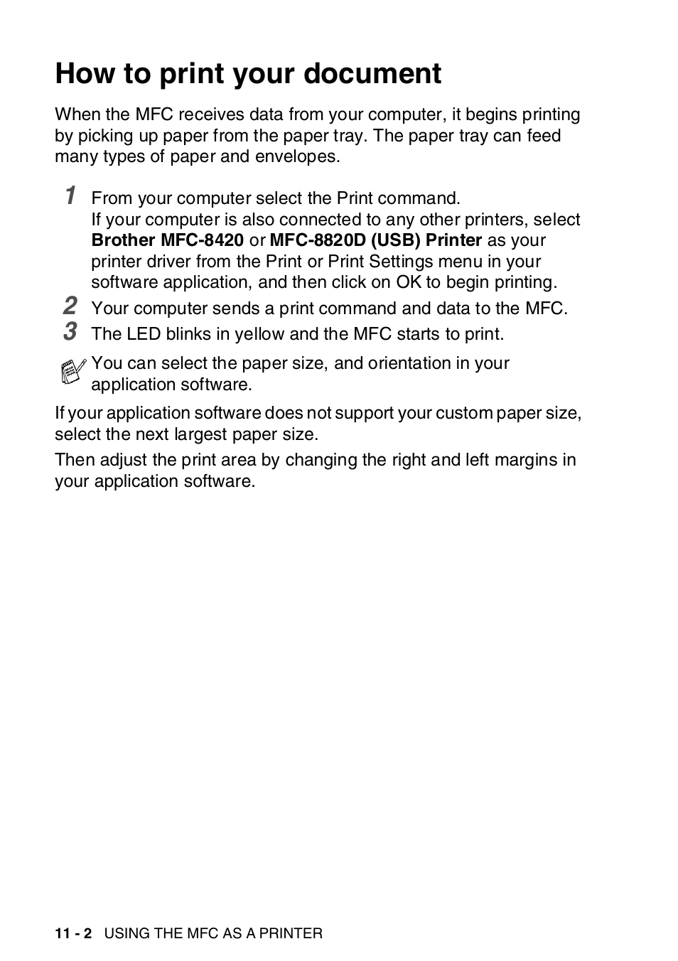 How to print your document, How to print your document -2 | Brother MFC-8820DN User Manual | Page 159 / 421