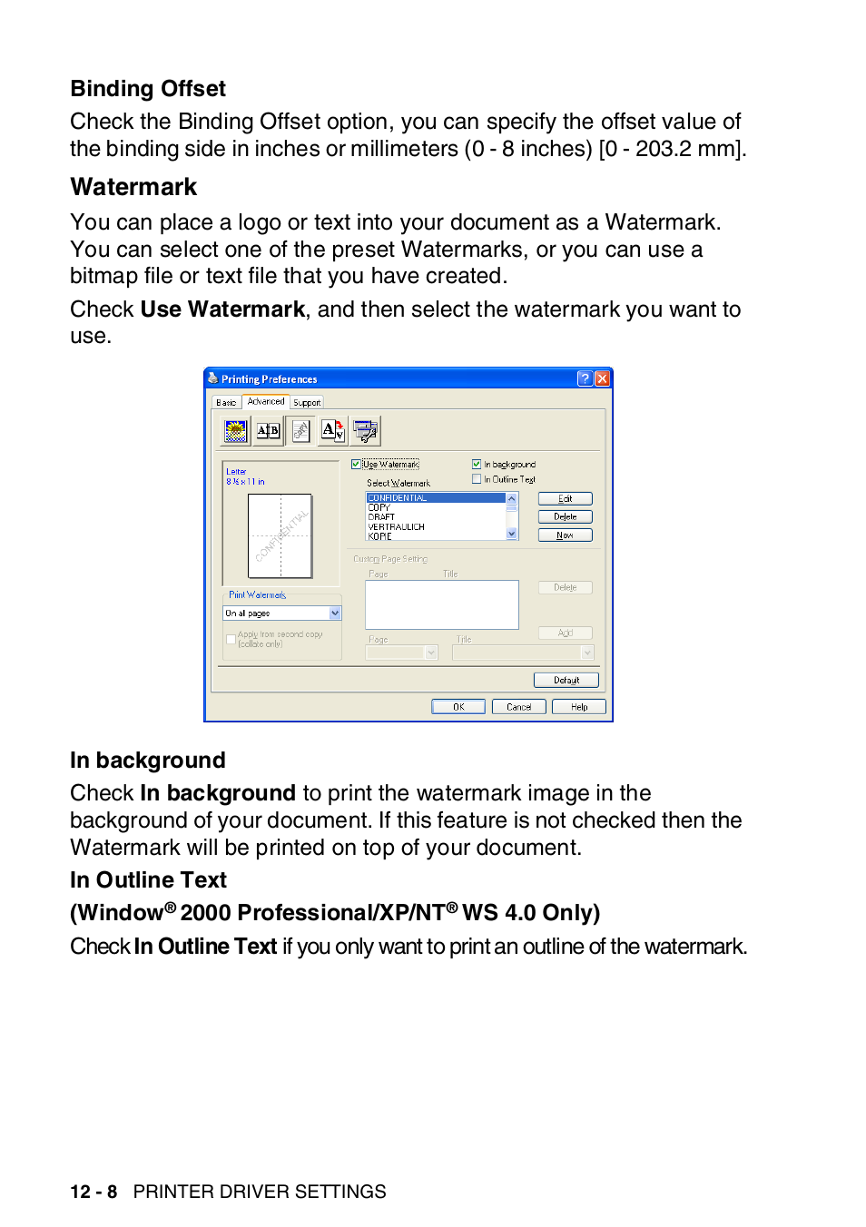 Watermark, Watermark -8 | Brother MFC-8820DN User Manual | Page 183 / 421