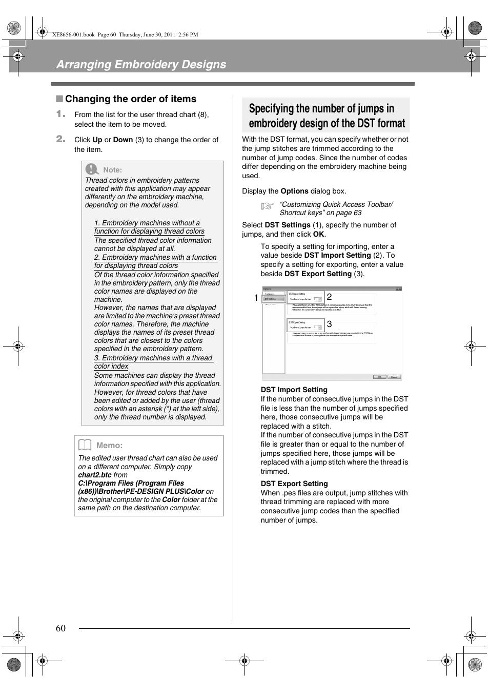 Arranging embroidery designs | Brother PE-DESIGN PLUS User Manual | Page 62 / 80