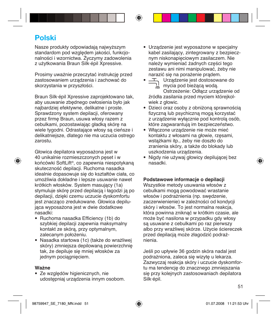 Polski | Braun 7180 Silk-épil Xpressive User Manual | Page 50 / 70