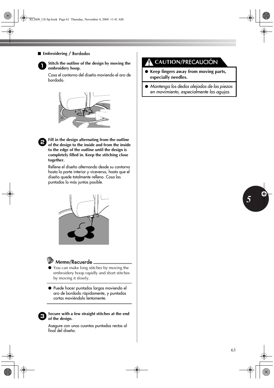 Caution/ precaución | Brother XL 2600i User Manual | Page 62 / 82
