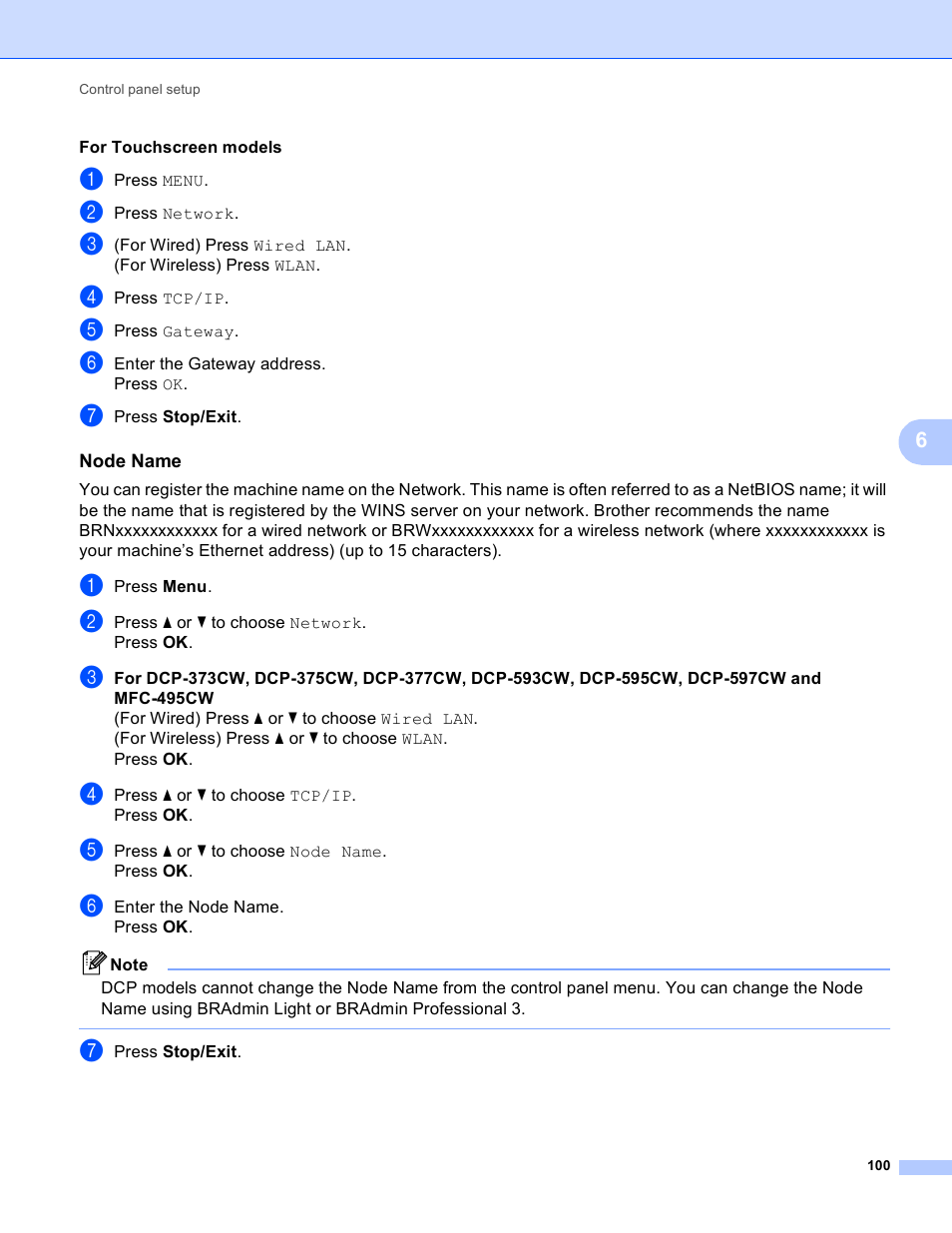 Node name | Brother DCP-395CN User Manual | Page 109 / 170