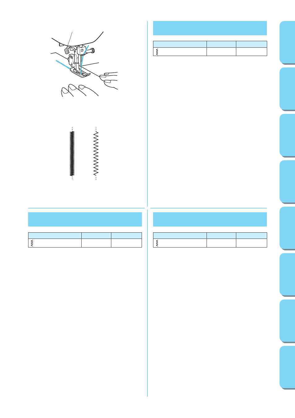 Zigzag stitching, Puntadas zigzag, Point zigzag | Brother XL-6562 User Manual | Page 57 / 101