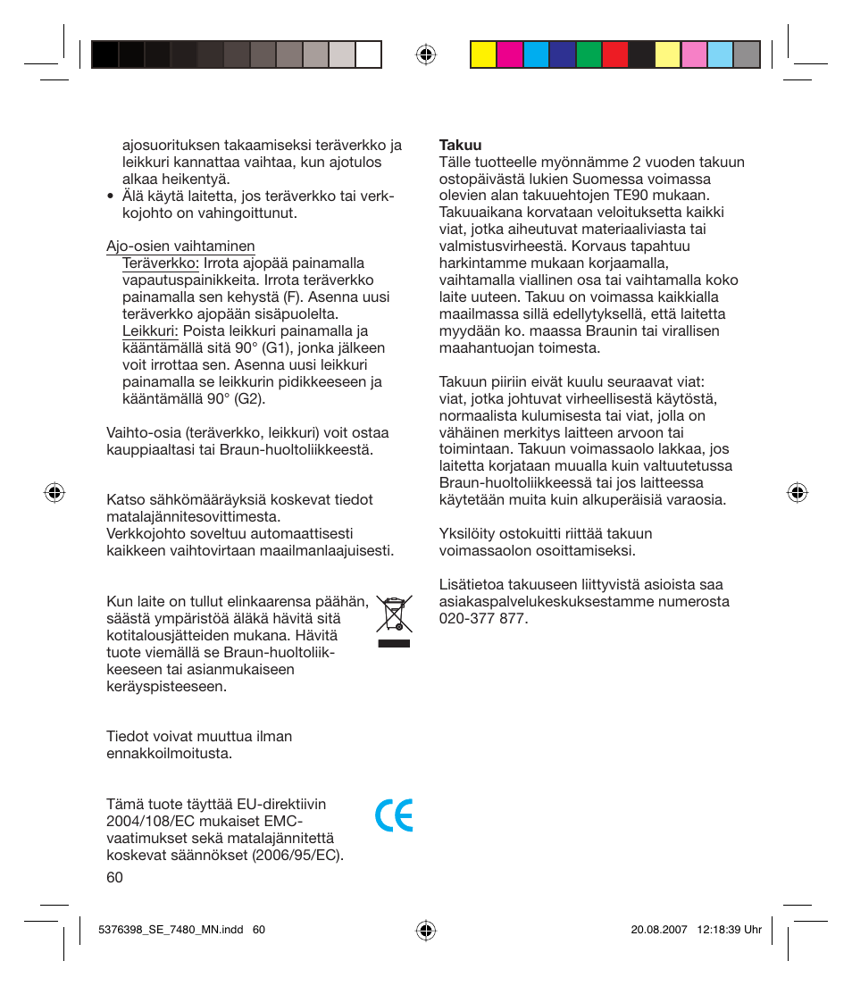 Braun 7480 Silk-épil Xpressive User Manual | Page 60 / 102