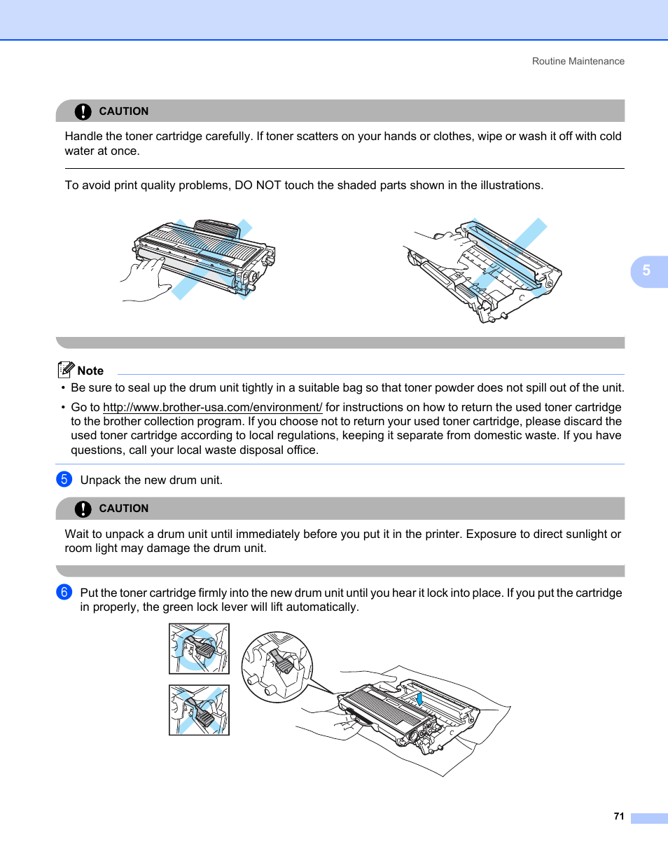 Unpack the new drum unit | Brother HL-2170W User Manual | Page 79 / 138