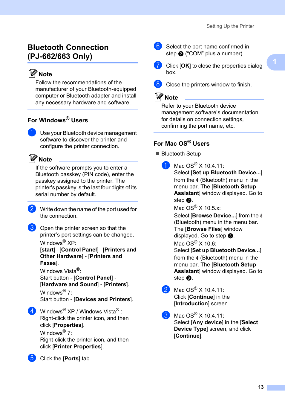 Bluetooth connection (pj-662/663 only) | Brother Pocket Jet6 PJ-622 User Manual | Page 17 / 61
