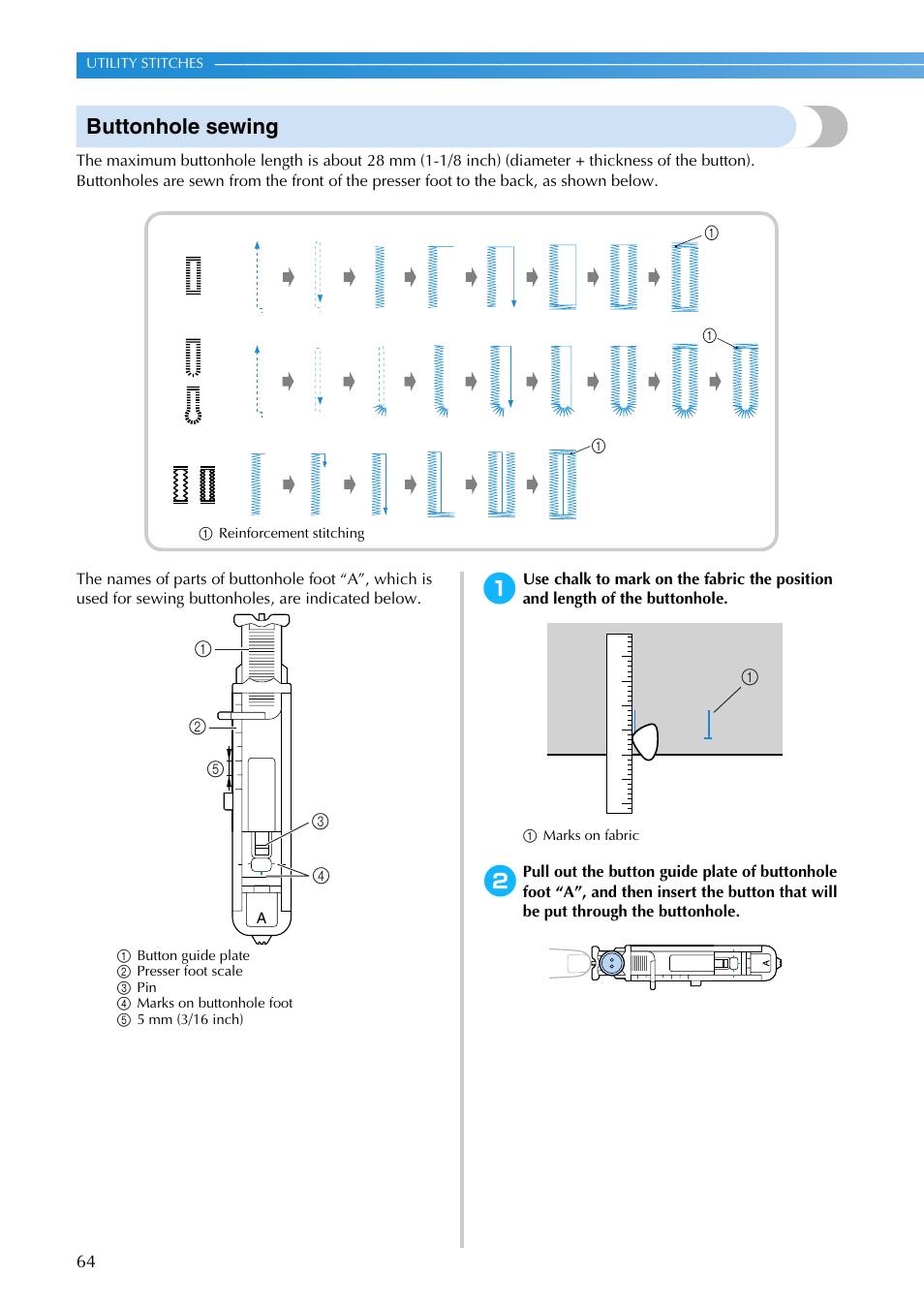 Buttonhole sewing | Brother NX-200 User Manual | Page 70 / 111