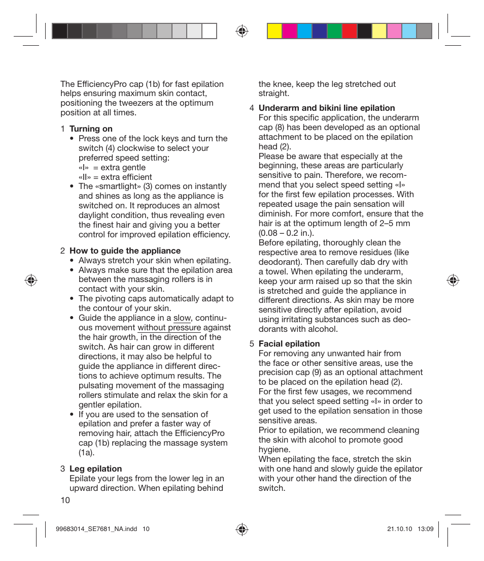 Braun 7681-5377 Silk-épil 7 Legs Body & Face User Manual | Page 10 / 32