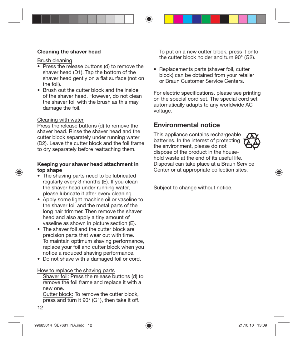 Environmental notice | Braun 7681-5377 Silk-épil 7 Legs Body & Face User Manual | Page 12 / 32