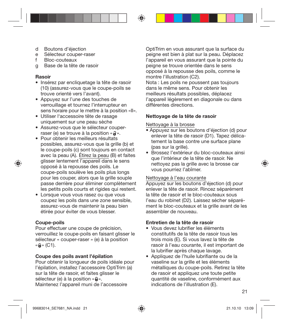 Braun 7681-5377 Silk-épil 7 Legs Body & Face User Manual | Page 21 / 32