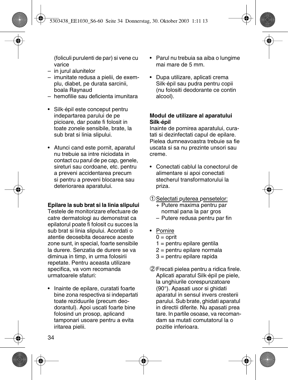 Braun EE1030 Silk-épil SuperSoft User Manual | Page 33 / 57