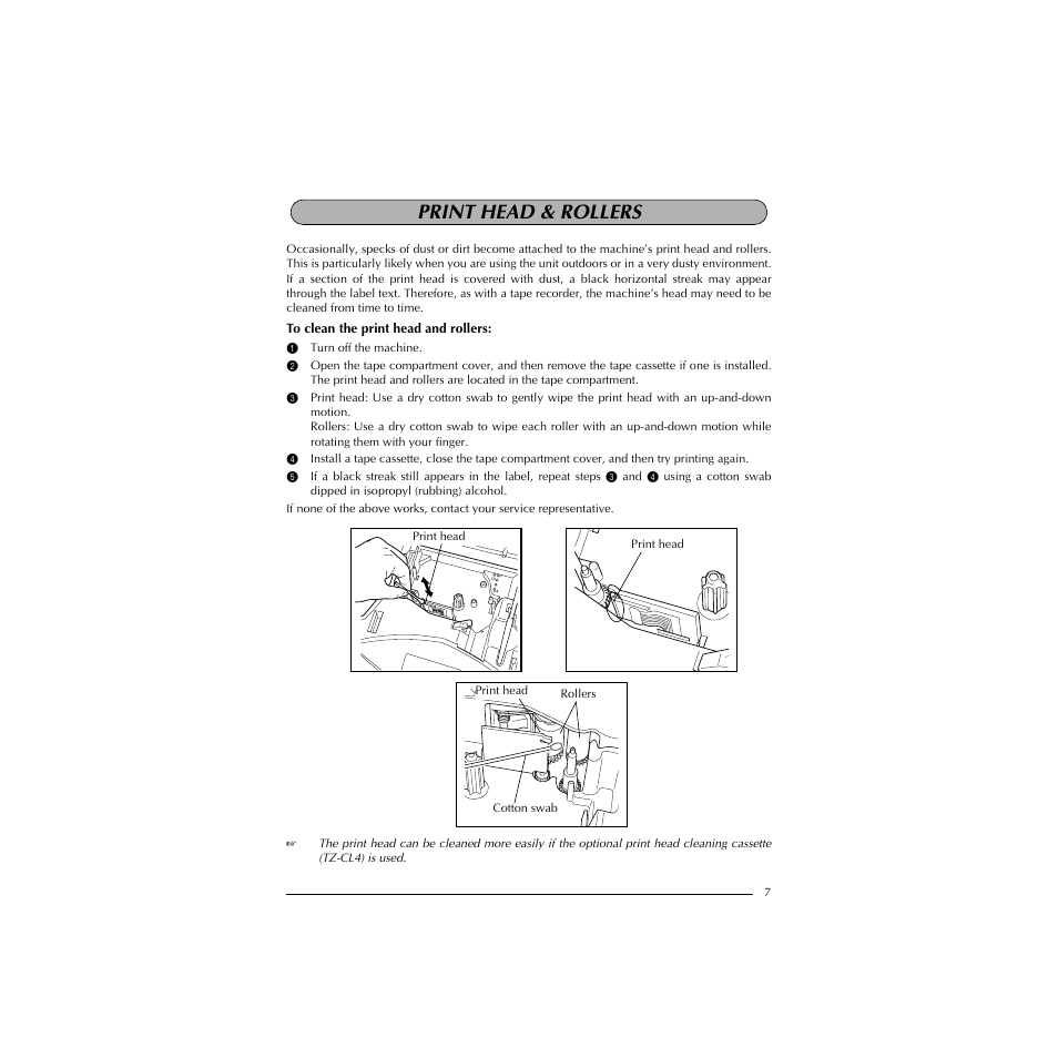 Print head & rollers | Brother PT-1910 User Manual | Page 15 / 114