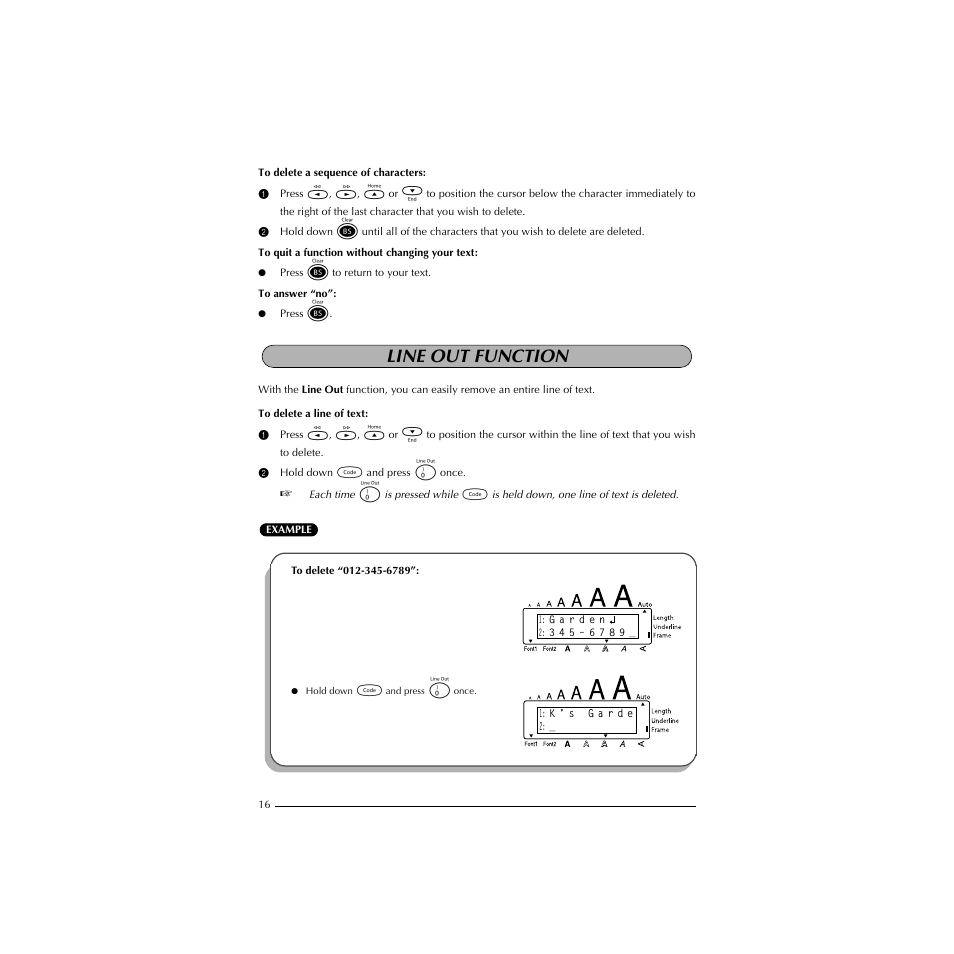 Line out function | Brother PT-1910 User Manual | Page 24 / 114