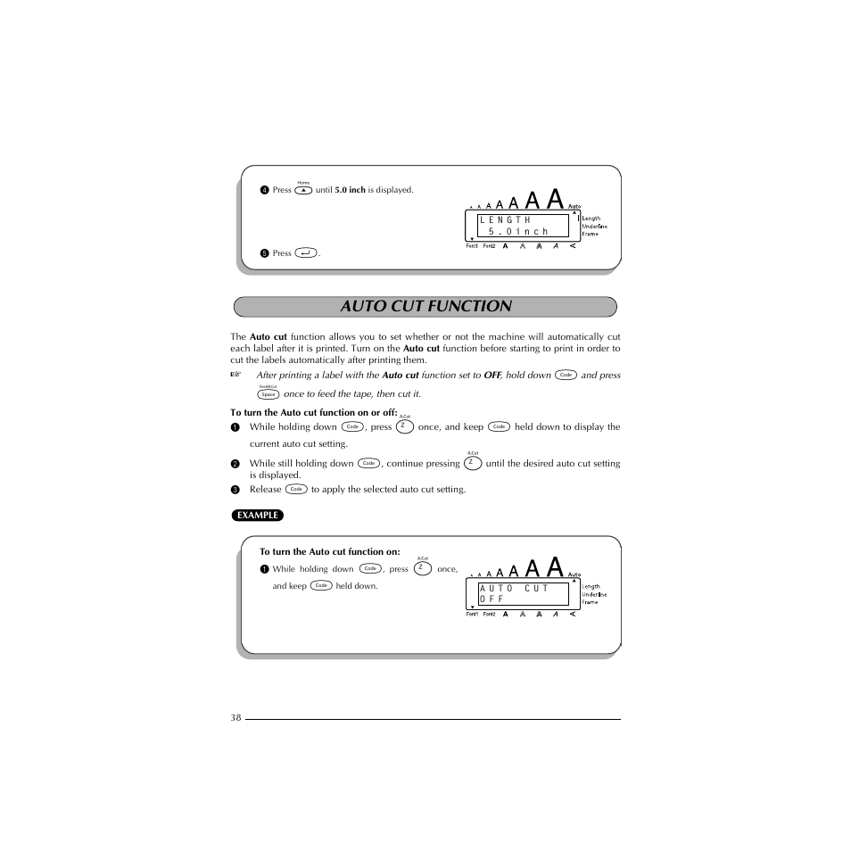 Auto cut function | Brother PT-1910 User Manual | Page 46 / 114