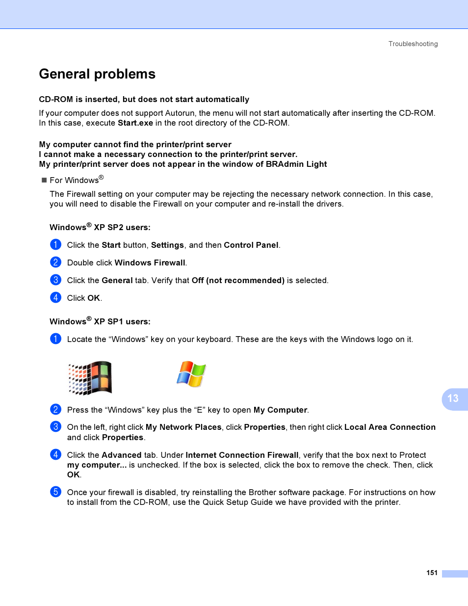 General problems | Brother HL-4040CDN User Manual | Page 158 / 177