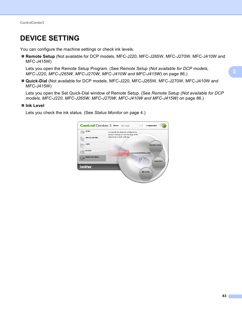 Device setting | Brother MFC-J410W User Manual | Page 89 / 205