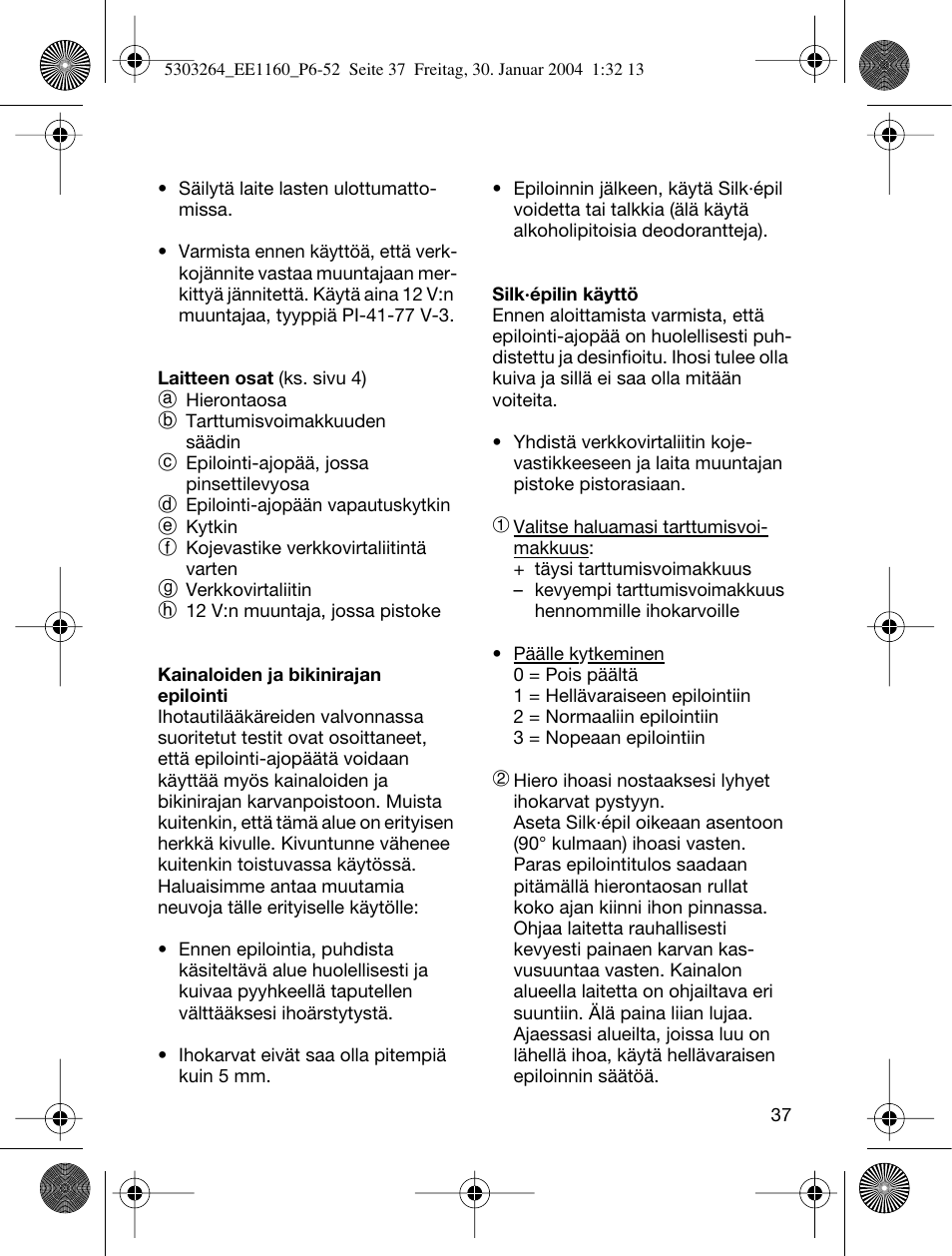 Braun EE1160 Silk-épil SuperSoft Plus User Manual | Page 36 / 47