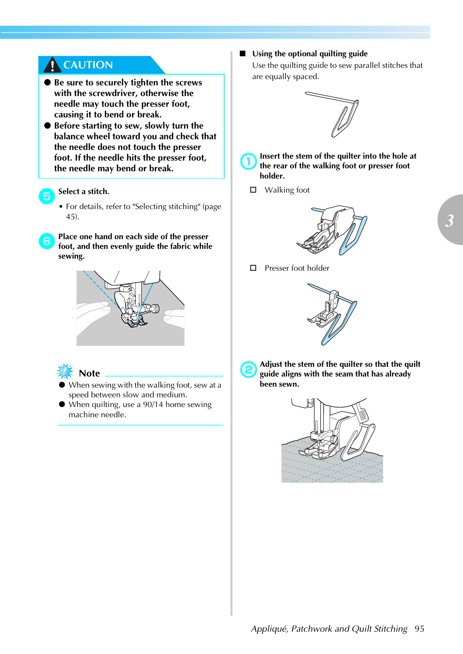 Caution | Brother SE-270D User Manual | Page 101 / 166