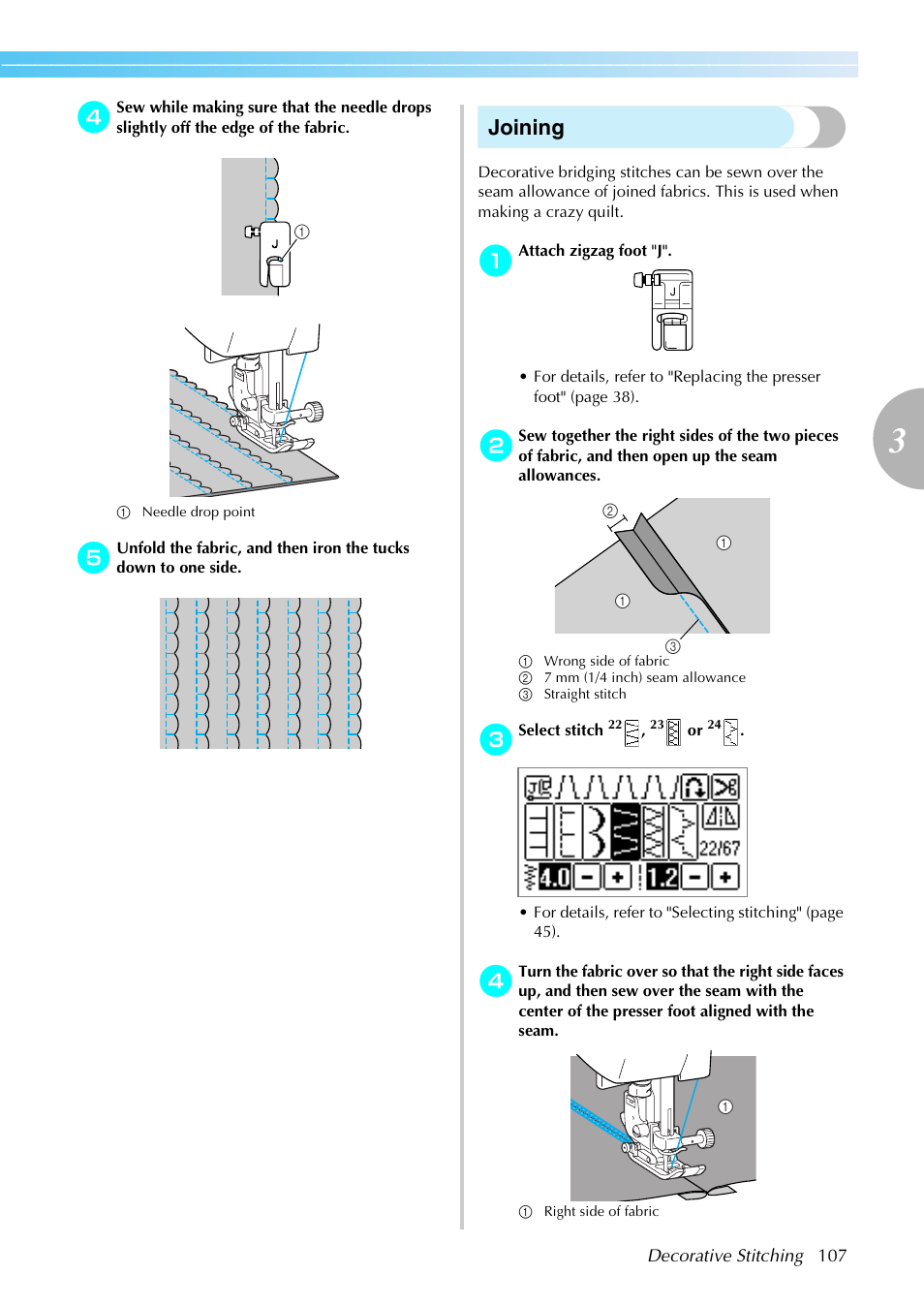 Joining | Brother SE-270D User Manual | Page 113 / 166