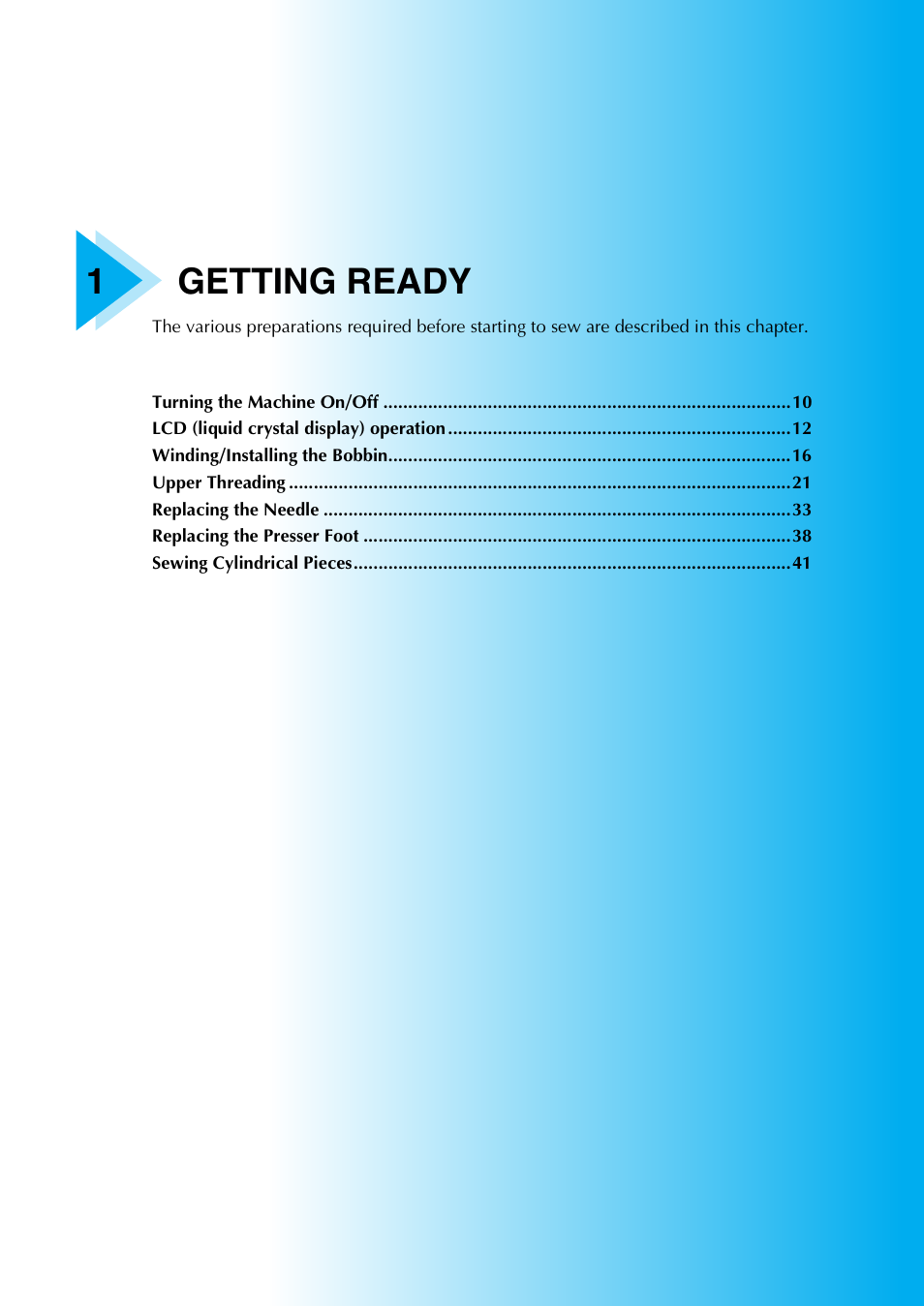1getting ready | Brother SE-270D User Manual | Page 15 / 166