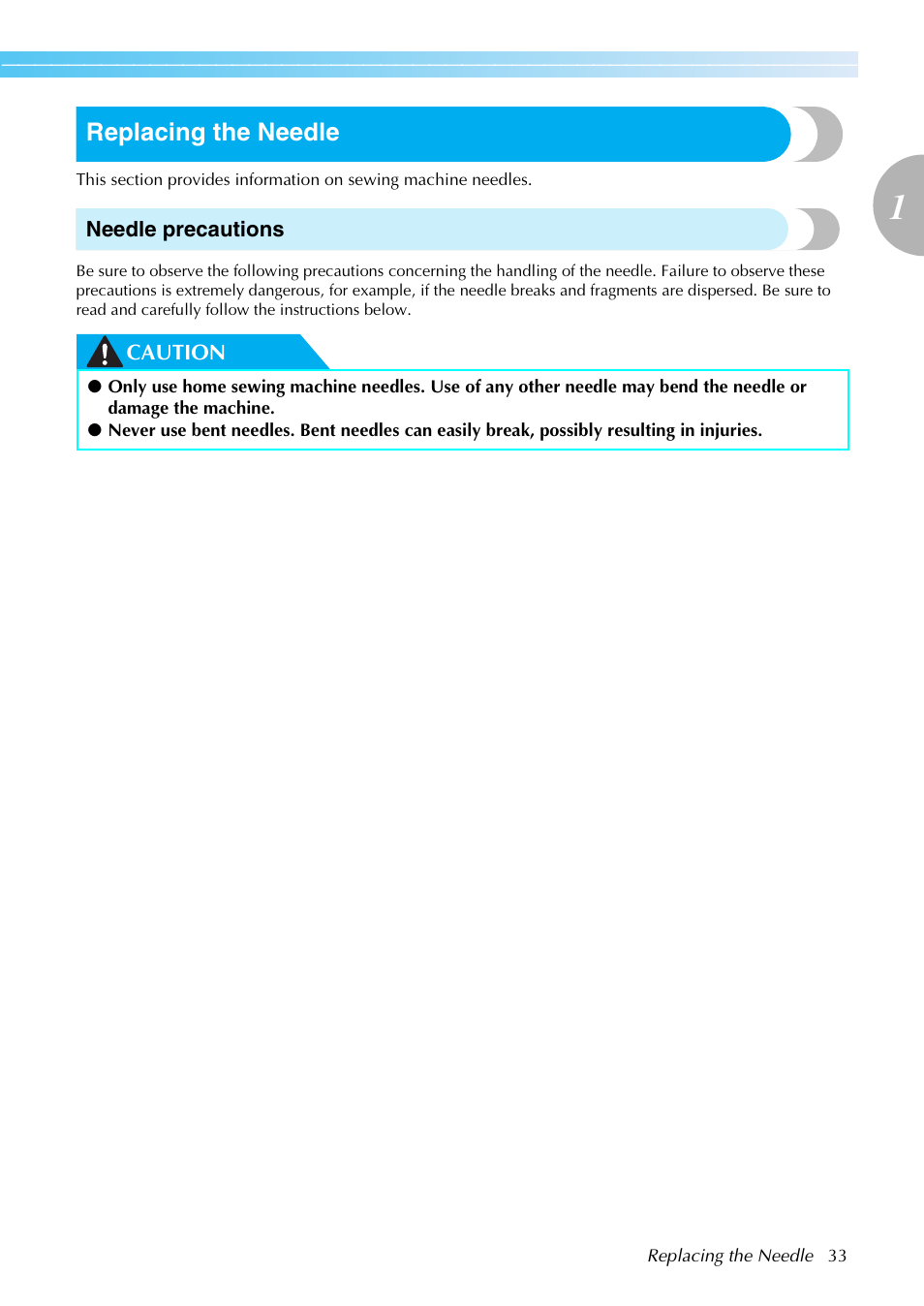 Replacing the needle | Brother SE-270D User Manual | Page 39 / 166