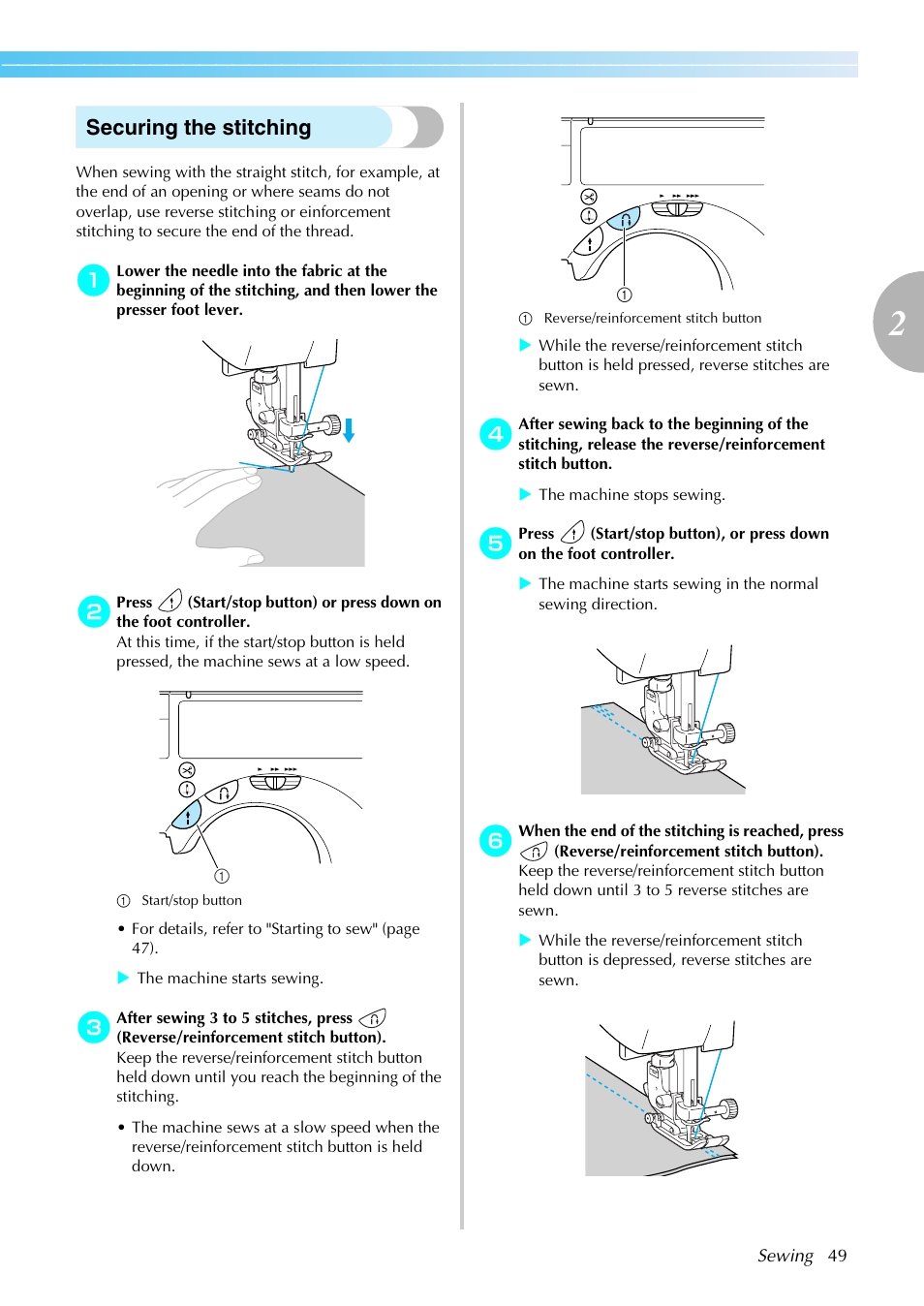 Securing the stitching | Brother SE-270D User Manual | Page 55 / 166