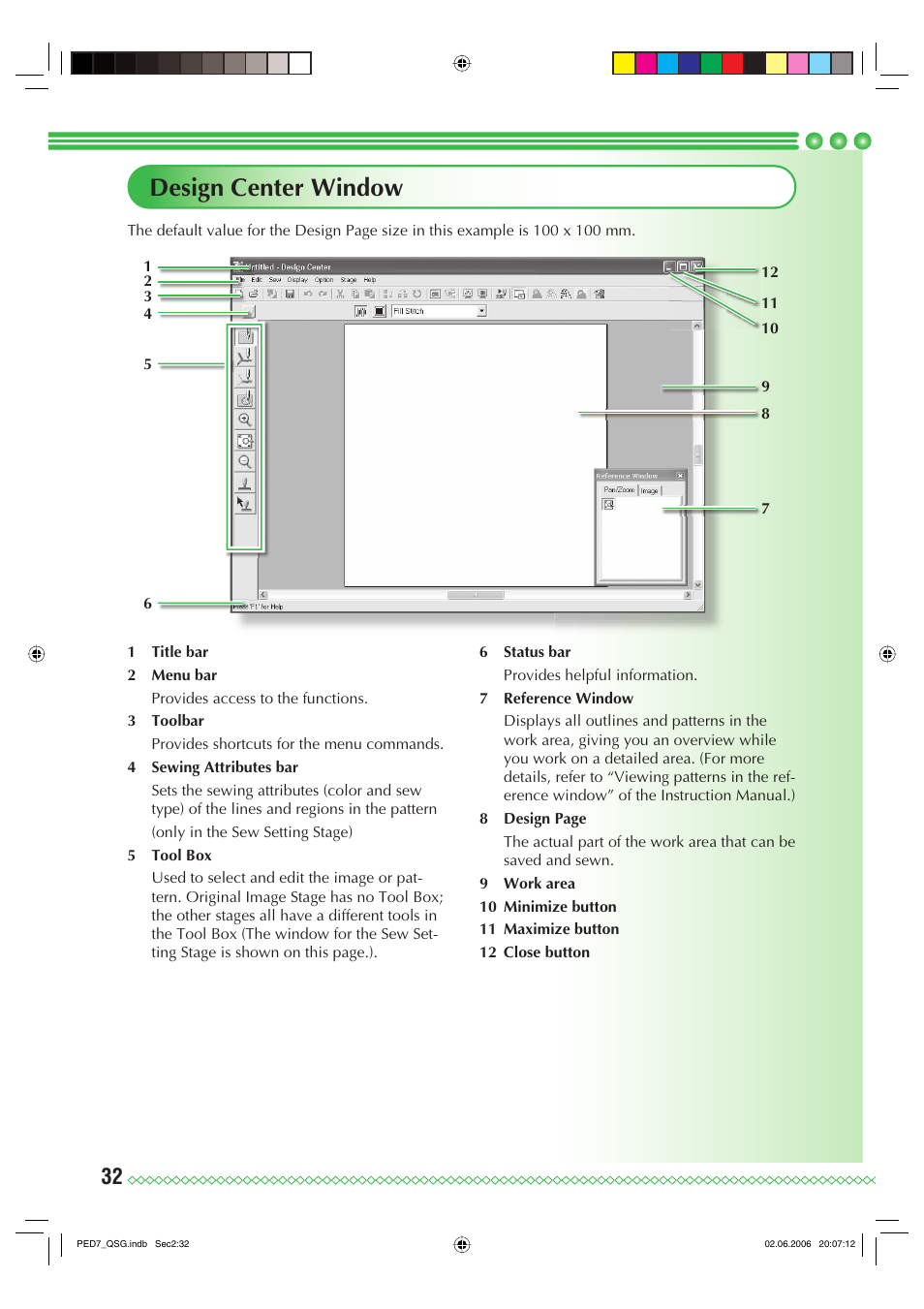 Design center window | Brother PE-DESIGN Ver.7 User Manual | Page 34 / 50